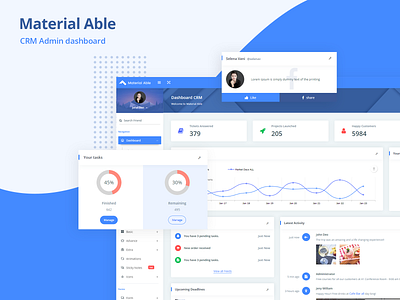CRM Dashboard - Material Able Admin Template admin admin dashboard admin dashboard template admin design admin panel admin template admin theme analysis analytics dashboard bootstrap bootstrap 4 bootstrap admin bootstrap admin template branding crm dashboard project management sass ui ui ux design uidesign