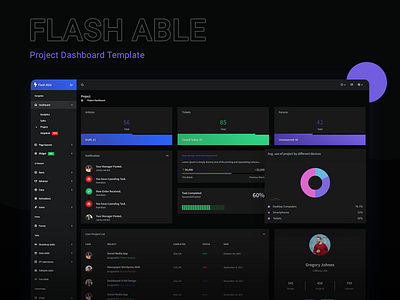 Project Dashboard - Flash Able Admin Template admin admin dashboard admin dashboard template admin design admin panel admin template admin theme bootstrap 4 branding dark ui dark version dashboard ui dashboard ui design dashboard ui kit sass ui ux design ui design uidesign