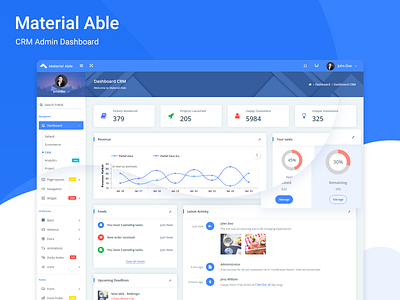 CRM Dashboard - Material Able Admin Template admin admin dashboard admin design admin panel admin template admin theme bootstrap bootstrap admin bootstrap4 branding crm crm dashboard dashboard sass ui ui ux design ui designer uiux