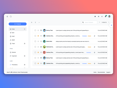 Email App - Able Pro Dashboard Template