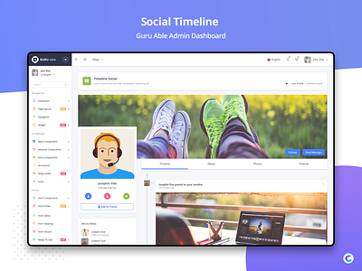 Social Timeline - Guru Able Admin Dashboard admin dashboard admin panel admin template admin theme angular 5 angular7 angularjs boostrap admin template bootstrap 4 bootstrap admin branding design sass social time line ui ui ux design