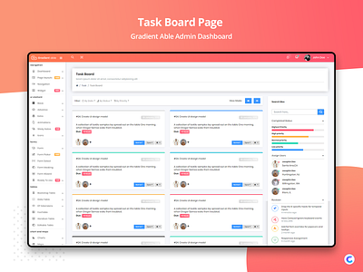 Task Board : Gradient Able Admin Dashboard admin dashboard admin template angularjs bootstrap 4 bootstrap admin branding sass ui ux design