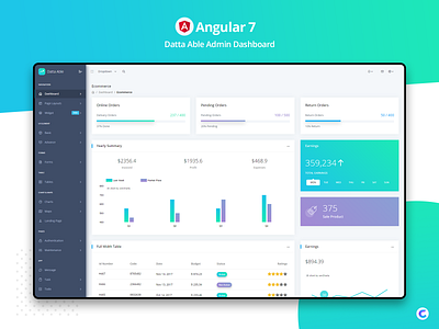 Angular : Datta Able Admin Dashboard admin dashboard admin theme angular dashboard angular7 angularjs branding responsive sass ui ux design