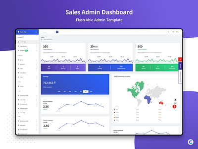 Sales Dashboard - Flash Able Dashboard Template admin dashboard bootstrap 4 branding chart sales page sass ui ui ux design