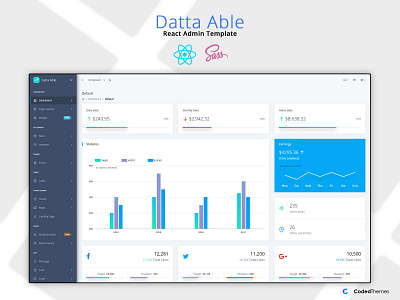 Datta Able React Admin Template admin admin dashboard admin design admin panel admin template admin theme admintemplates boostrap admin template bootstrap 4 bootstrap admin branding chart dashboard react react admin template sass ui ui ux design vector widgets