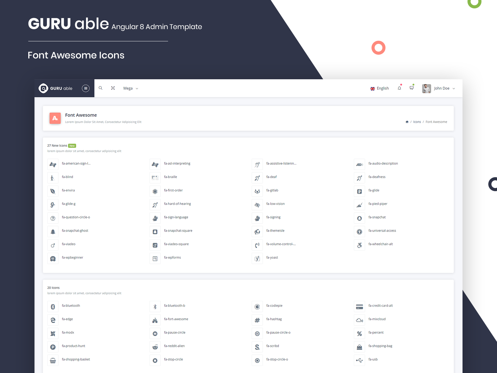 Guru Able Admin Template là một giao diện quản trị đa năng và chuyên nghiệp được phát triển bởi codedthemes. Biểu tượng Font Awesome được tích hợp trong template giúp tối ưu hóa trải nghiệm người dùng và tăng tính thẩm mỹ. Khám phá vẻ đẹp của Font Awesome Icon trên Guru Able Admin Template trên Font awesome 3 cdn.