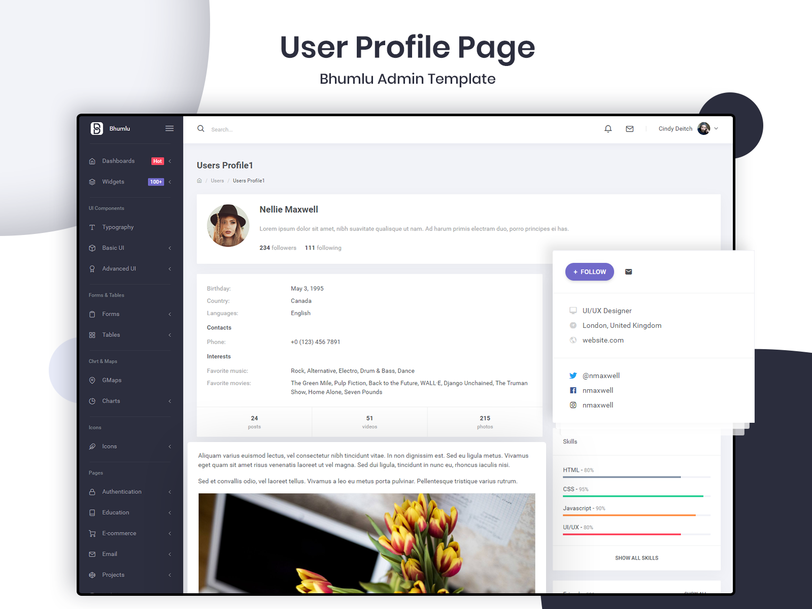 user profile sample page template free download