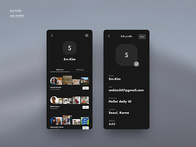 Daily UI #006 • User Profile 006 daily 100 challenge daily ui 006 dailyui dailyuichallenge dark ui darkmode profile user page user profile