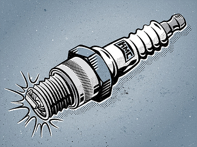Sparkplug automotive halftone hotrod illustration sparkplug vector