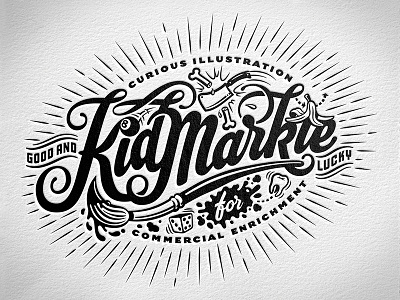 Kidmarkie Identity adobe draw adobe sketch cartoon hand lettering illustrator ink spill lowbrow lucky rays typography vector vector art