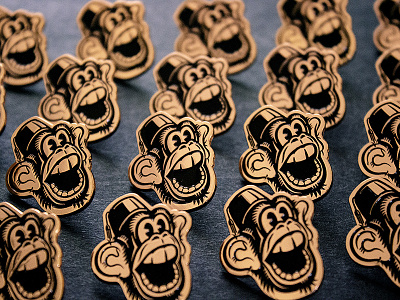 Monkey & Fez lapel pin copper illustration lapel-pin monkey retro soft-enamel vector