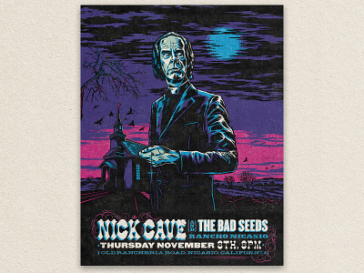 Nick the Preacher Poster adobe draw bad seeds california church full moon halftone illustration illustrator low brow nicasio nick cave texture typography vector