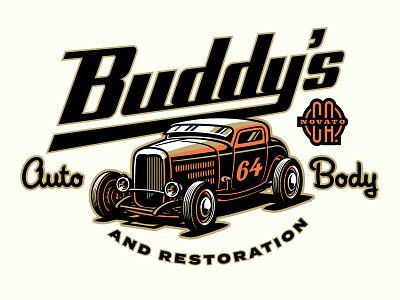 Buddy 's Auto Boy Identity concept 2 3 window coupe 32 ford adobe illustrator automotive design high boy hot rod illustration illustrator logo lowbrow typography vector