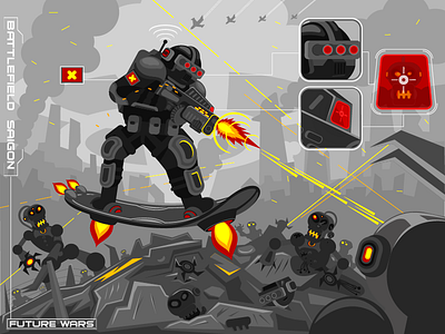 INFANTRY FUTURE adobe ilustrator adobeillustator battlefield cartoon character illustration illustrator infantry robot vector vector art vectorart vectorartwork