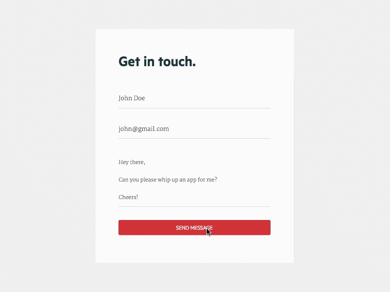 Contact form submit animation