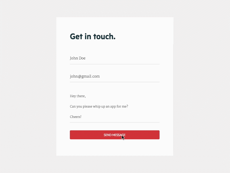 Contact form submit animation animation contact form ui ux