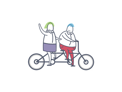 Tandem Cycling character design fun graphic illustration