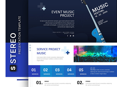 Stereo - Music Festival Presentation Template concert creative design elegant festival modern music powerpoint presentation presentation design presentation template