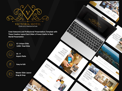 Victoria Hotel Presentation Template branding business creative design elegant hotel infographic minimalist modern pitch pitchdeck powerpoint pptx presentation presentationdesign professional templates ui ux