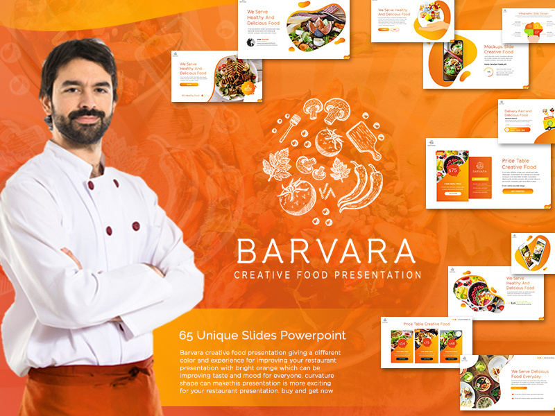 Barvara Food Presentation Template food and drink food infographic pitchdeck pitch modern minimalist elegant professional ux ui templates presentationdesign pptx powerpoint presentation design creative business branding