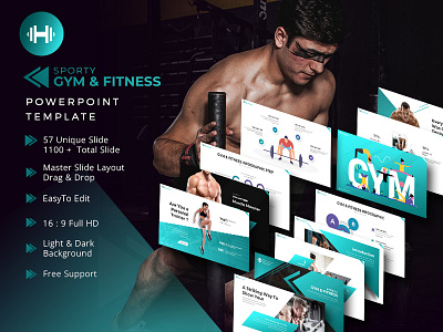 Sporty Gym & Fitness Presentation Template branding business creative design elegant gym infographic minimalist modern pitch pitchdeck powerpoint pptx presentation presentationdesign professional sport templates ui ux