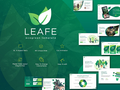 Leafe Ecogreen Presentation Template branding business creative design elegant forest infographic leave minimalist modern pitch pitchdeck powerpoint pptx presentation presentationdesign professional templates ui ux