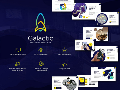 Galactic Space Presentation Template branding business creative design elegant infographic minimalist modern pitch pitchdeck powerpoint pptx presentation professional space templates ui universe ux