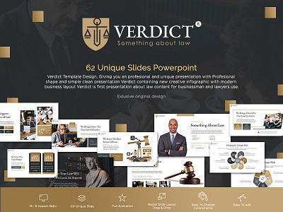 Verdict Law Presentation Template branding business court creative design elegant infographic law minimalist modern pitch pitchdeck powerpoint pptx presentation professional templates ui ux