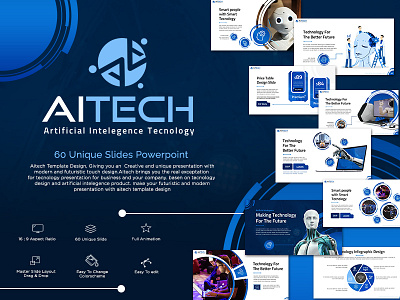 AITech Presentation Template artificialintelligence branding business creative design elegant infographic minimalist modern pitch pitchdeck powerpoint pptx presentation professional technology templates ui ux