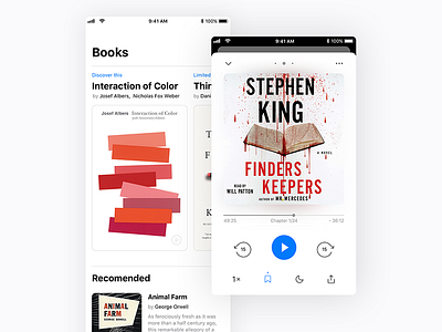 Experiment: Player audio audiobooks books design design exercise featured icon ios list mobile player stephen king typography