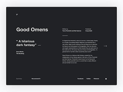 Experiment: Book Review book books design design exercise good omens helvetica neil gaiman product review typography ui