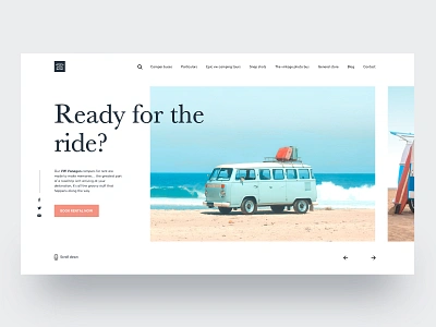 VW Camper Van Rental Service app design dribbble landingpage ocean ride service shot ui ux vacation van web design website wv