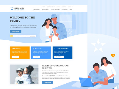 New Landing page for USFH animation blue healthy homepagedesign illustration insurance insurance company landing landing page design landingpage military vector web design website