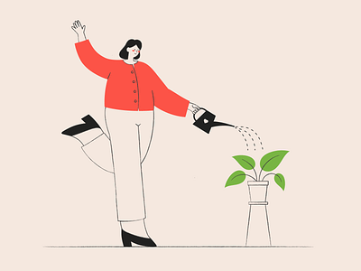 Watering flowers Illustration