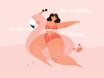 Summer beach design dribbble girl illustration summer ui vector