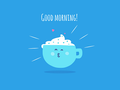 Good Morning, dribbble! blue coffee dribbble illustration