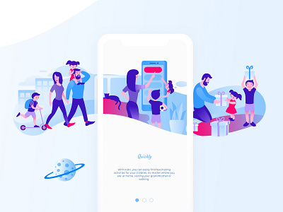 App onboarding app blue dribbble illustration onboarding onboarding illustration pink