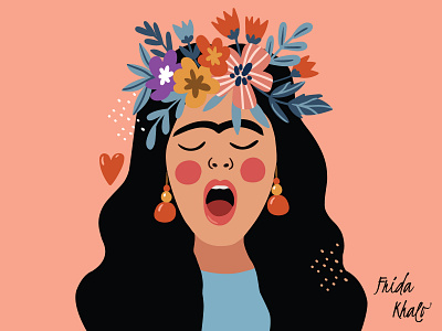 Frida Khalo dribbble flowers frida frida kahlo fridakahlo girl girls illustration illustration art illustrations illustrator vector