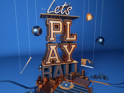 Lets Play Ball 3d 3d design baseball c4d digital art illustration typography