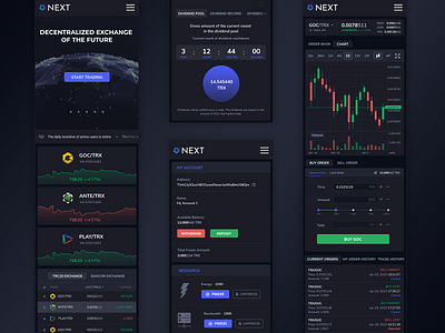 Mobile User Interface for the Next DEX Crypto Exchange