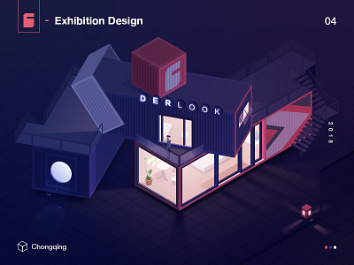 Exhibition Design container exhibition design illustration isometric isometry live idle at home