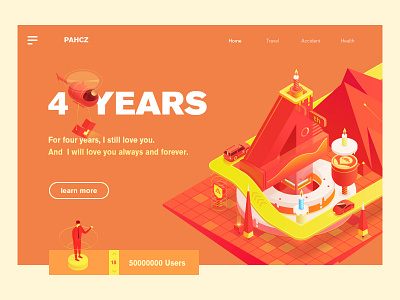 4 Years 2.5d 4 4 years anniversary birthday car data helicopter illustration isometric isometry