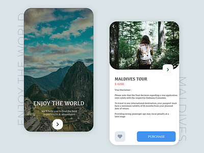 Enjoy the world - Travel adventure app travel ui ux world