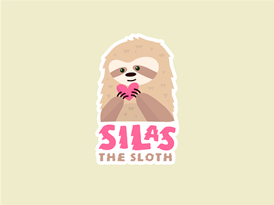 Silas the Sloth illo illustration pink sloth valentine
