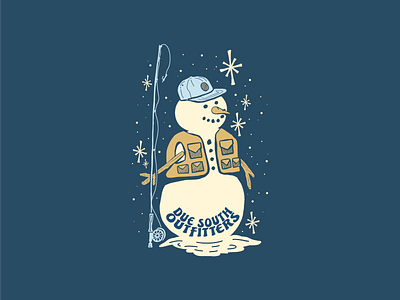 Fly Fishing Snowman fly fishing guide service illustration snowman winter fishing
