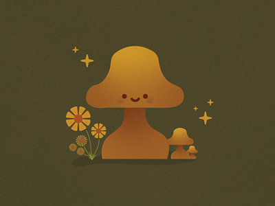 Lil' Mushroom. character cute design earthy illustration lettering mushroom shroom vintage