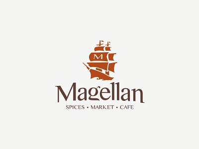 Magellan Spices Market Cafe boat brand icon logo magellan ship