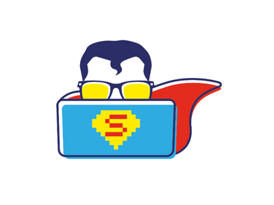 Super informatici icon computer geek glasses hero icon logo mac nerd super super hero superman