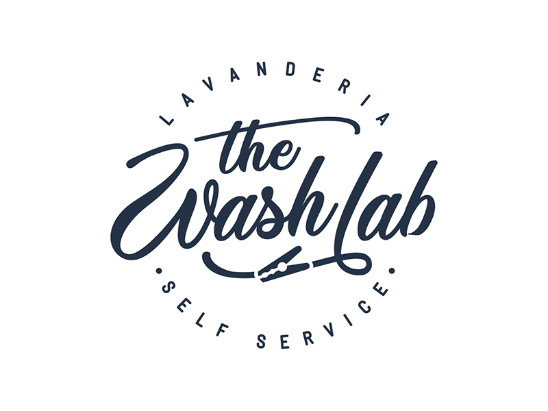 The Wash lab typography lettering black draw retro circle old hanger clothes glyndon script washing service wash laundry logotype logo