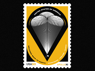 Apollo XI - 50th Anniversary- Stamp 8 appollo badge illustration moon nasa space stamp travel